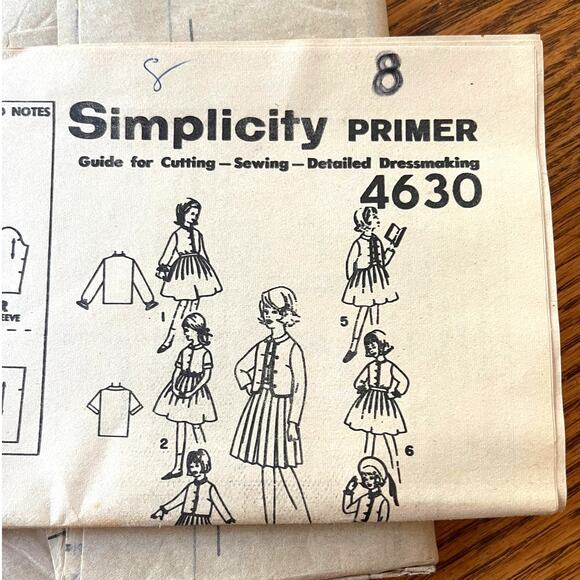 UNCUT Vintage 1960s Simplicity 4630 Sewing Pattern Girls Sz 8, Sm FULL WARDROBE - Picture 3 of 4